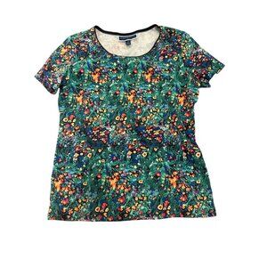 Karen Scott Womens Floral T-Shirt Scoop Neck Top M Cottage Core Wearable Art